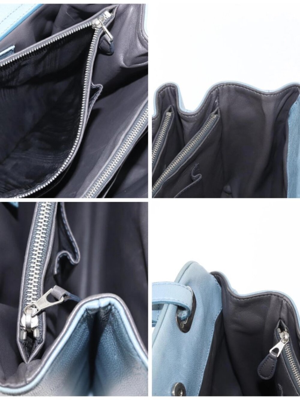 BALENCIAGA Hand Bag Leather Light Blue Silver Auth - Picture 16 of 16
